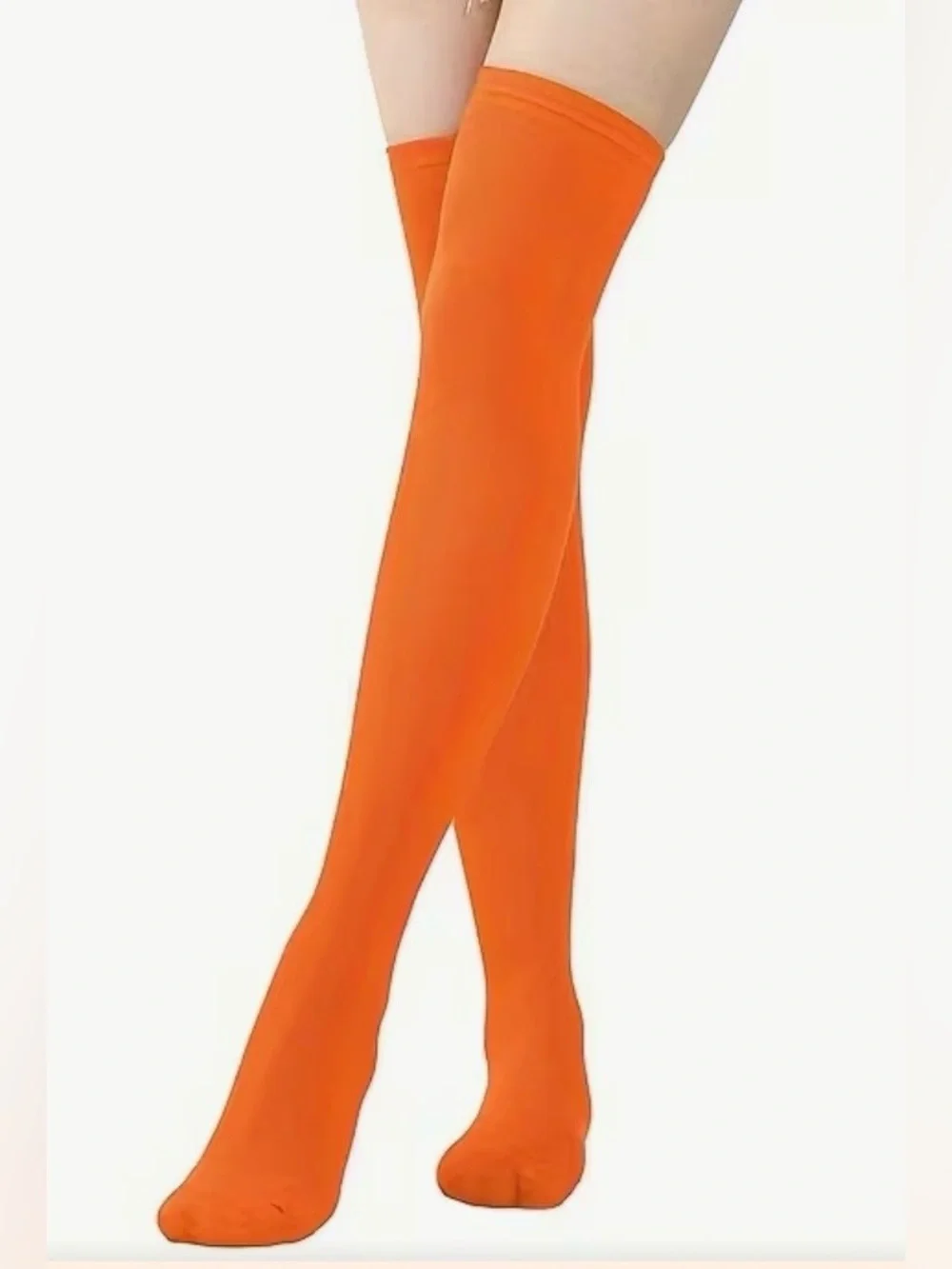 Orange Thigh-High Socks - Women